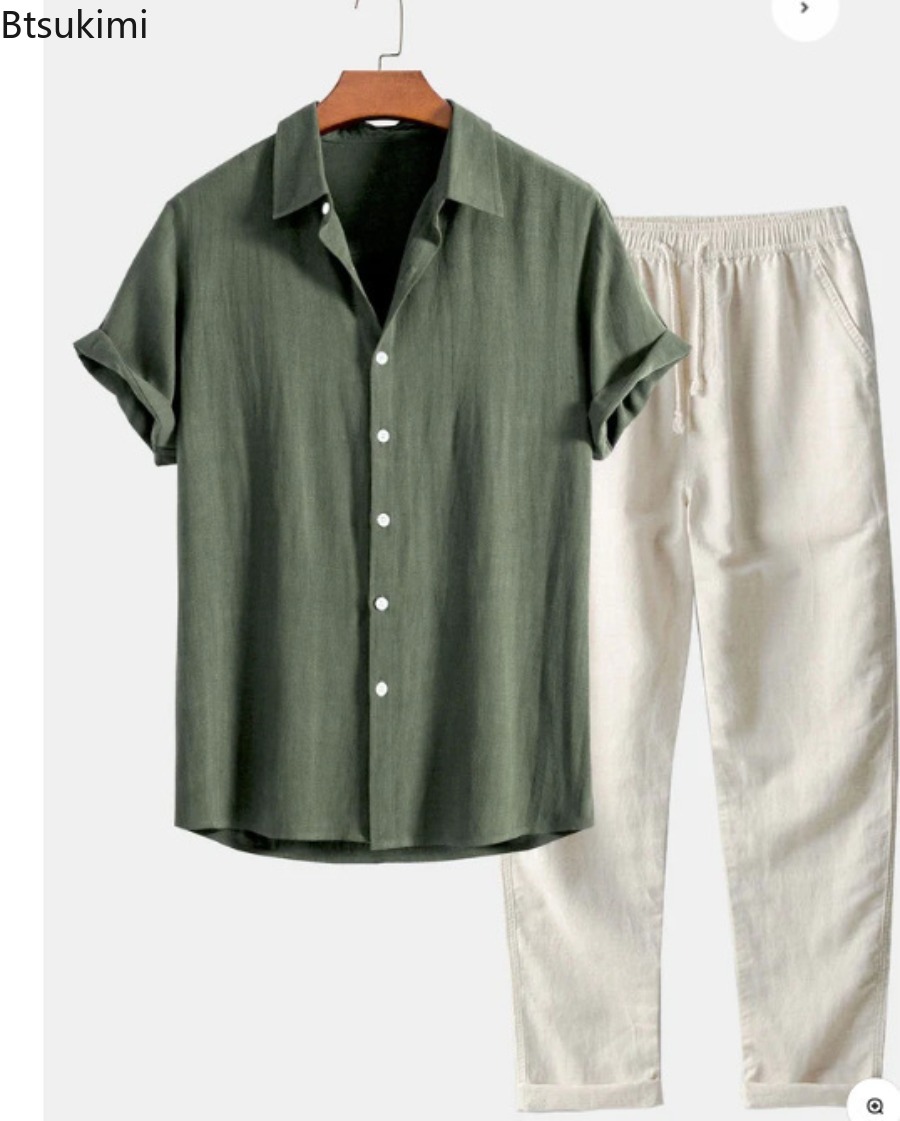 2026 Men's Fashion Solid Beach - огляд і ціна Linen Shirt Breathable