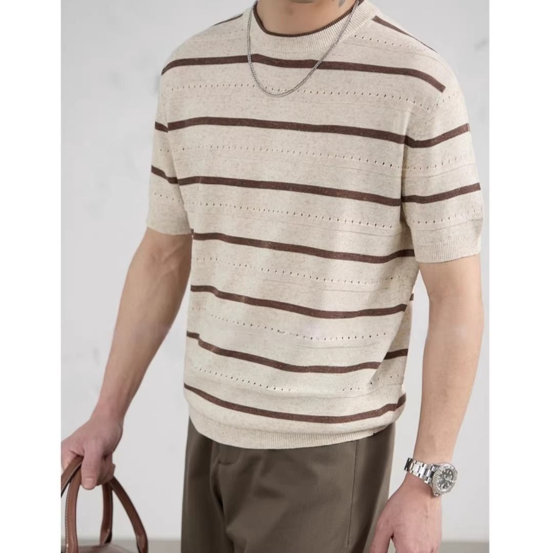 Italian Style Linen Stripe Kni - огляд і ціна Linen Shirt Breathable