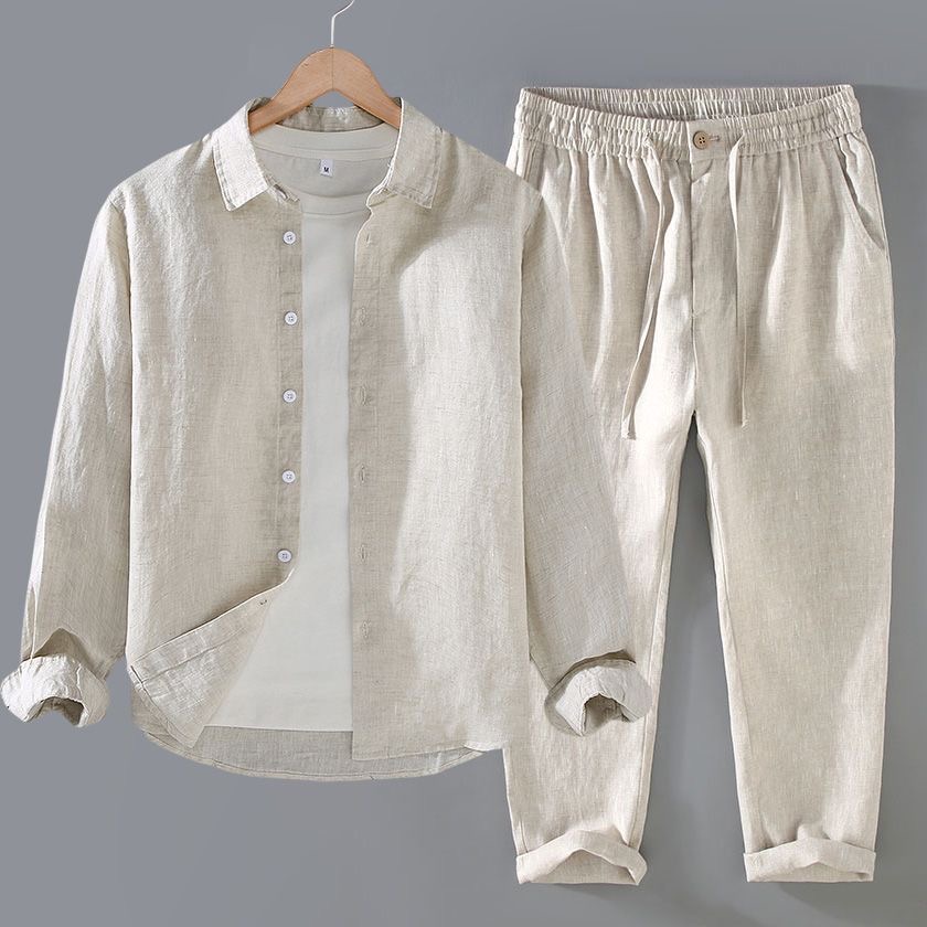High-End Pure Linen Set Men's  - огляд і ціна Linen Shirt Breathable