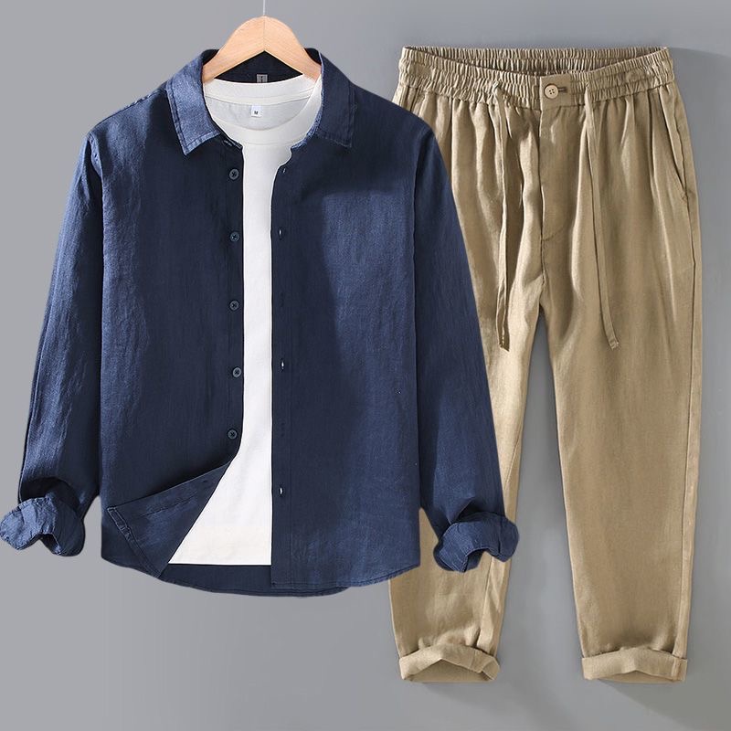 High-End Pure Linen Set Men's  - огляд і ціна Linen Shirt Breathable