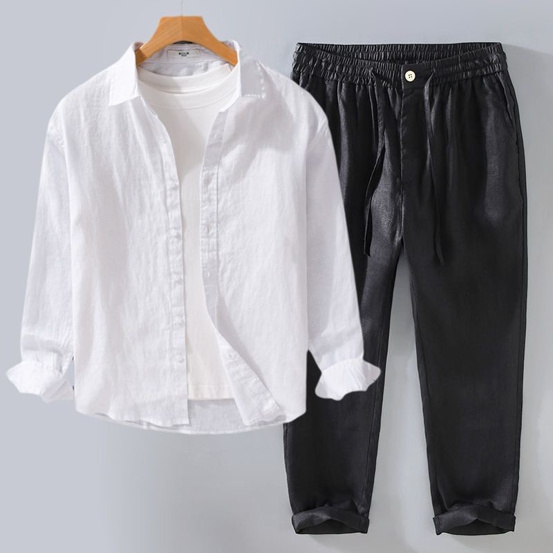 High-End Pure Linen Set Men's  - огляд і ціна Linen Shirt Breathable