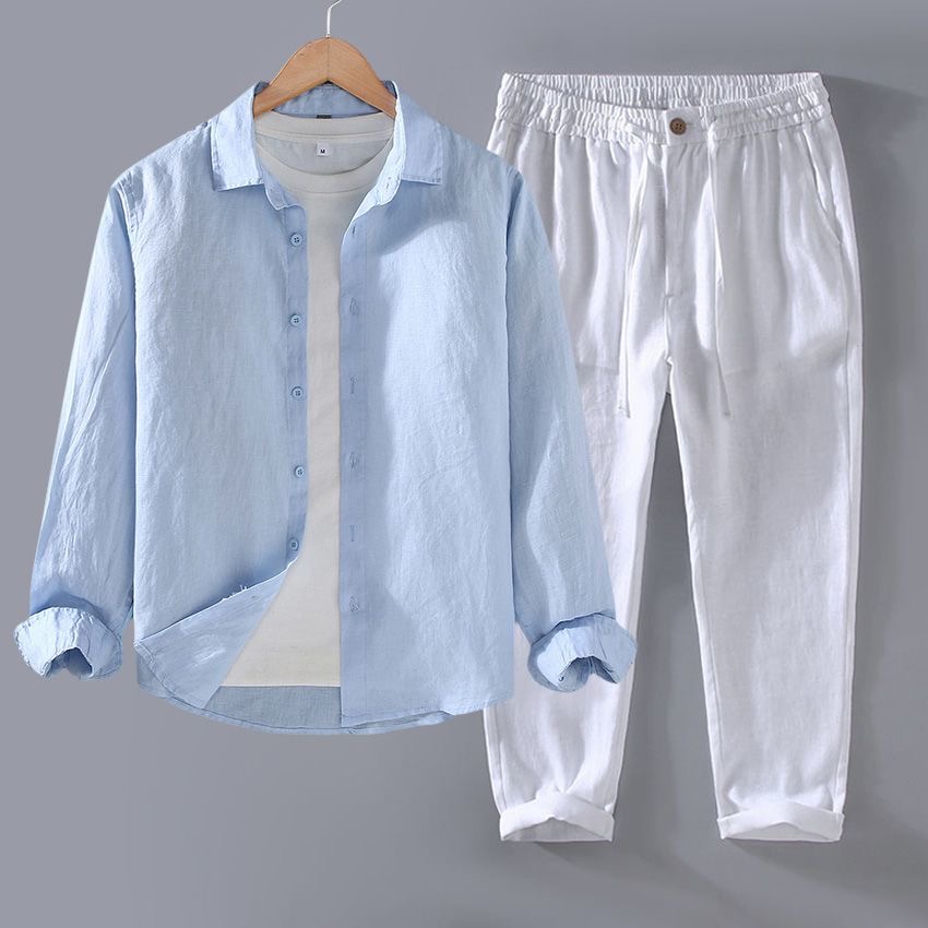 High-End Pure Linen Set Men's  - огляд і ціна Linen Shirt Breathable