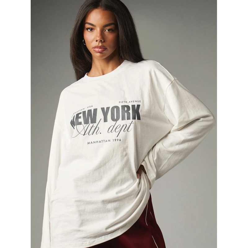 Crew Neck Long Sleeve Graphic  - огляд і ціна Tee Graphic Print